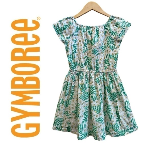 Gymboree Other - GYMBOREE Daisy Cotton Dress Green Yellow White Lined Floral Peasant Girl S 5-6